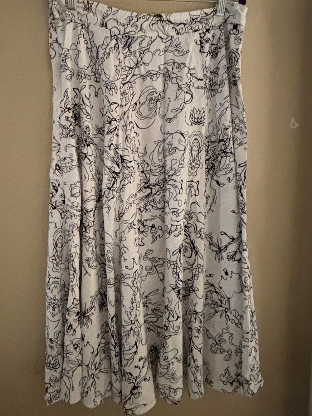 Soft Surroundings Black & White Pencil Drawing Maxi Skirt ~ Women’s Large